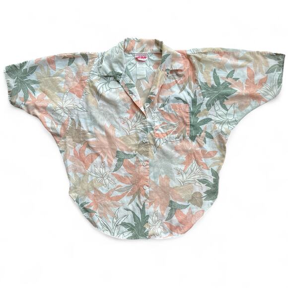 Vintage Hot Stuff Floral Aloha Hawaiian Camp Collar Shirt Button Up Pattern USA - Picture 2 of 10